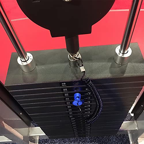 Cosmos Gym Weight Stack Pin Universal Replacement Selector Lock Pin Detent Hitch Pin, Tensile 3/8" Dia. & 4" Locking Space with Lanyard, for Gym Equipment Machine Weight Plate - color: Blue Knob