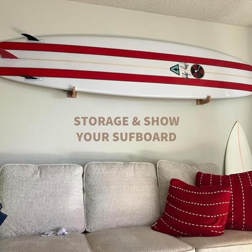 Surfboard Wall Mount Wooden Surf Board Wall Racks for 1 Board | Storage and Display Your Surfboards / Skimboards / Skateboards