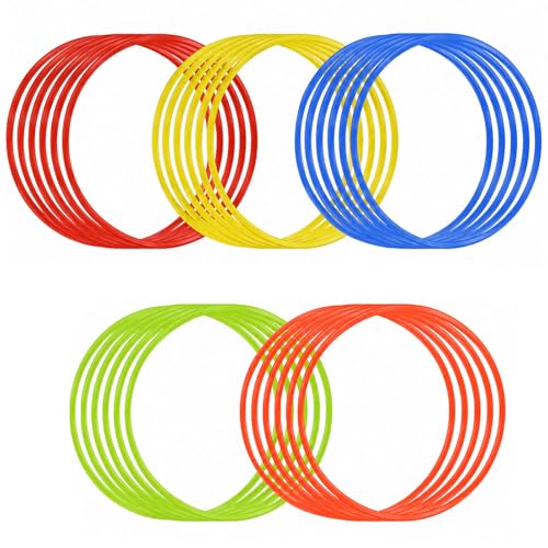 30 PCS Agility Rings Speed Training Set: 15" Exercise Speed Circle Jump Hoops for Soccer Football Footwork Coordination Speed Drill and Athletic Training Equipment