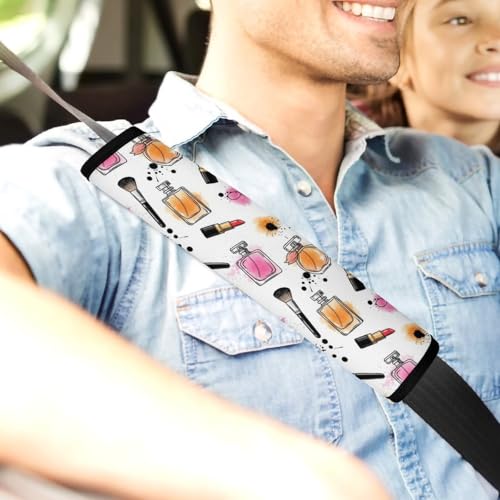 2 Pack Universal Fit Car Seat Belt Pad for Adult Use, All Vehicles, Perfume Lipstick Seat Belt Covers Cushion, Anti-Slip Pad - color: Pattern 395