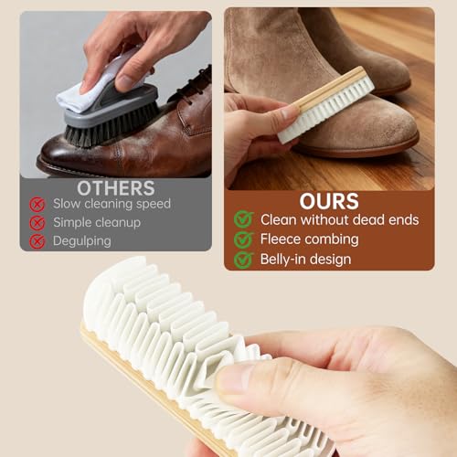 Suede Shoe Brush and Eraser Set, 2025 New Suede Cleaning Brush for Shoes, Bags, Jackets, and Sofas, Wooden Handle Suede Shoe Cleaner, Soft Brush and Stain Eraser for Easy Care (2 Pack)