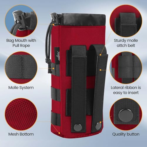 Molle Water Bottle Holder, Upgraded 1000D Nylon Tactical Molle Water Bottle Pouch, Sports Water Bottle Bag Bottom Mesh Lining Hydration Carrier for Camping, Climbing, Hiking and Travelling - color: Gray-Camo