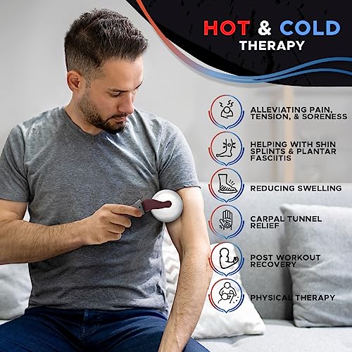 Cold Massage Roller Ball | Cold Therapy | Ice Roller Ball with Handle | cryo Stick | Relieve Muscle Pain (Maroon) - color: Maroon