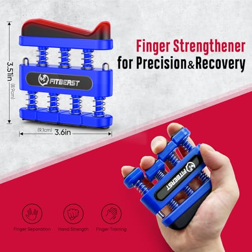 FitBeast Grip Strength Trainer, Hand Gripper Strengthener Kit - 6 Pack with Adjustable Resistance Forearm Strengthener, Forearm Exerciser and Massage Balls for Hand Therapy, Grip Training - color: Navy Blue