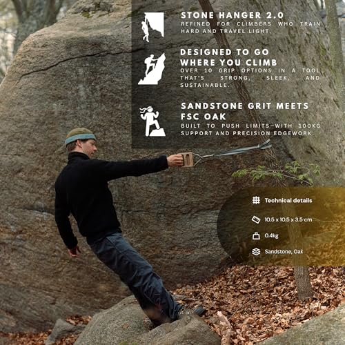 Portable Hangboard | Rock Climbing Hangboard | Hang Board for Climbing | Fingerboard | Strengthen Your Fingers | Bouldering Gifts | Hard Wood - color: Sandstone