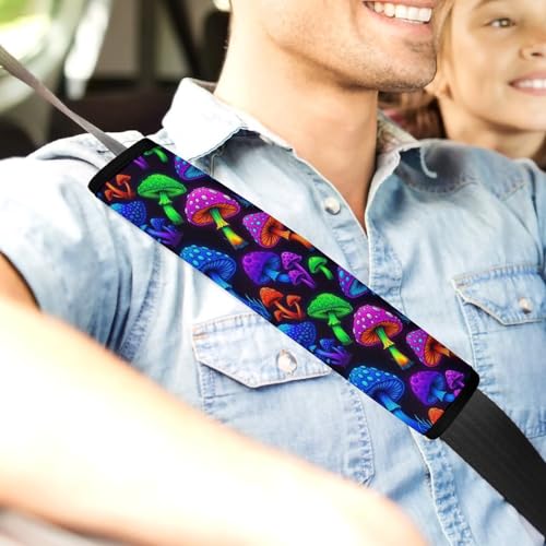 Universal Soft and Comfortable Seat Belt Cover for Adults and Children, Most Cars, 2 Pack Trippy Mushrooms Seat Belt Covers Cushion Neck and Shoulder Support - color: Pattern 775