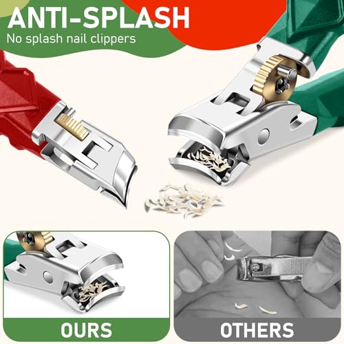 2026 Toenail Clippers for Thick Toenails, Wide Opening Nail Clippers, Heavy Duty Ingrown Toenail Clippers Nail Cutters, Ultra Sharp Slanted Nail Clippers with Long Handle - style: Red & Green