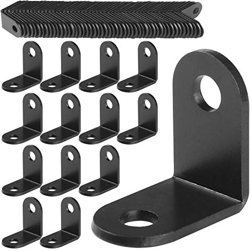 100 Pack Black L Brackets for Wood, 1x1 in Corner Braces | Cast Iron, 2 mm Thick Braces, 6 mm Countersunk Holes, and Matte Black Coating for Shelves, Cabinets, and Furniture
