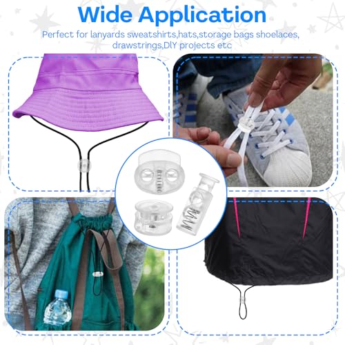 36PCS Spring Cord Lock, Plastic Cord Locks for Drawstrings Spring Toggle Stopper Cord Adjuster Shoelace Fastener Lock