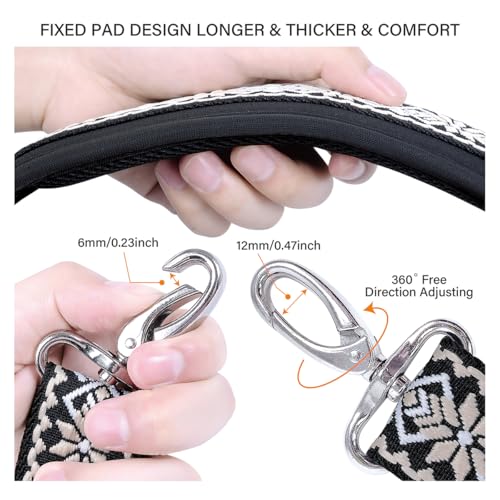 59 Inch Shoulder Straps, Soft with Ultra-Thick Fixed Shoulder Pad, Two Way Independently Adjustable Buckle Replacement Straps for Laptop Bag Messenger Bag Tool Bag Luggage,Black-White - color: Black-white, size: 59 inch