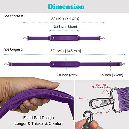 Bag Shoulder Strap, Padded Adjustable Shoulder Strap Replacement - color: Purple, size: 57"