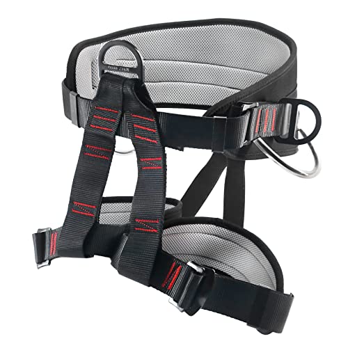 NewDoar Climbing Harness, Mountaineering Rock Climbing Harness, Half Body Harness for Rappelling Fire Rescuing Tree Climbing - color: Upgrade Black