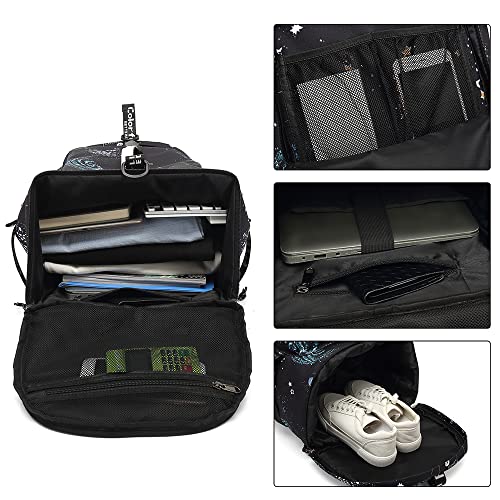 Kalesi Cool Gym Duffle Bag Backpack 4-Way Waterproof with Shoes Compartment for travel Sport Hiking laptop Lightweight - color: Starry Sky