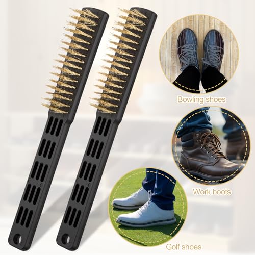 2 Pcs Bowling Accessories Bowling Shoe Brush, Remove Dust Grit, Heavy Duty Wire Brush, Improve The Slide of The Shoe Outdoor Shoes Cleaning Brushes for Shoes, Sliders, Golf Cleats and Boots