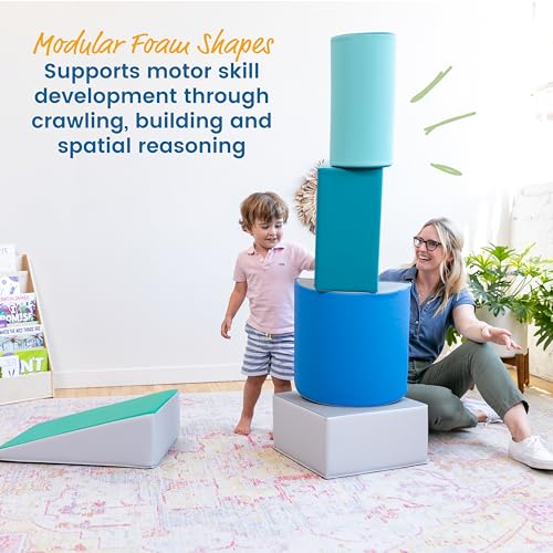 ECR4Kids SoftZone Climb and Crawl Playset, Building Blocks, Contemporary, 5-Piece - color: Contemporary