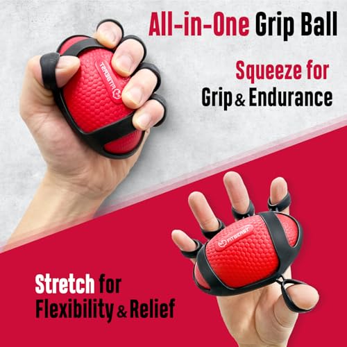 FitBeast Grip Strength Trainer, Hand Gripper Strengthener Kit - 6 Pack with Adjustable Resistance Forearm Strengthener, Forearm Exerciser and Massage Balls for Hand Therapy, Grip Training - color: Red