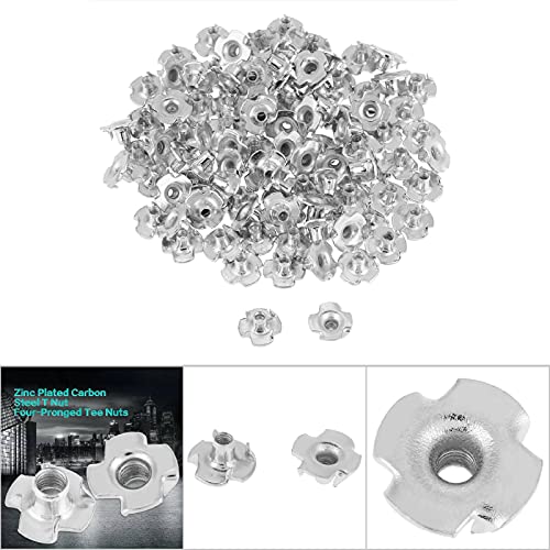 T Nuts zinc Plated Steel, 100PCS Rock Climbing Holds T Nuts Four Pronged Tee Nuts for Furniture Cabinets and Rock Climbing Holds (M5) - size: M5
