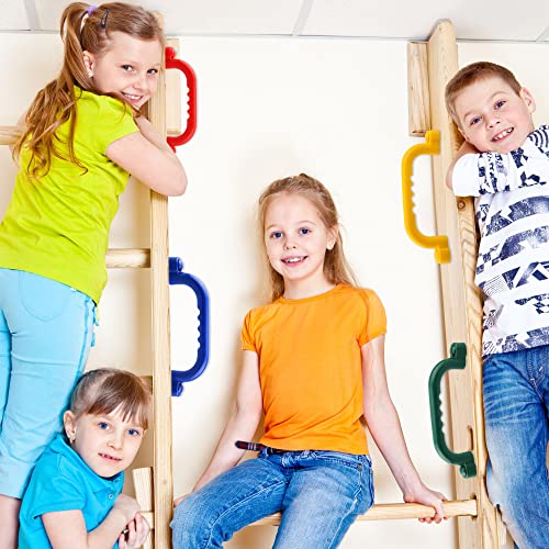 8 Pieces Playground Safety Handles Swing Set Handles Playset Grab Handles for Kids Boys Girls Outdoor Play House Frame Accessories(Green,Blue,Yellow,Red) - color: Green,blue,yellow,red