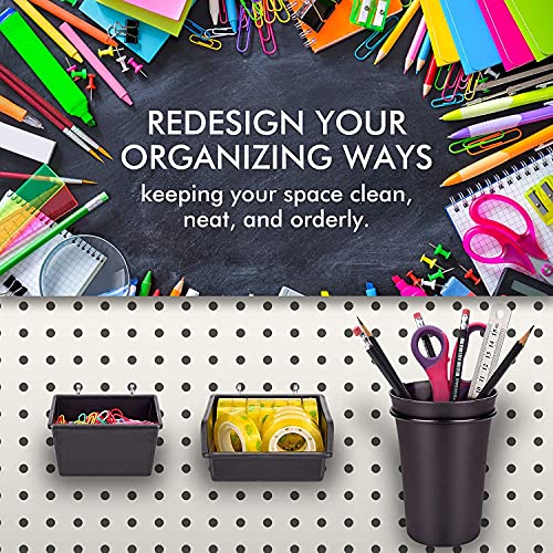 Pegboard Bins With Hooks, 12 Pack Peg Board Garage Tool Storage Organizers | 1/8" 1/4" Pegboard Accessories, Plastic Hanging Organizer Bins, Tool Storage for Screws Nuts Bolts Nails Small Hardware Parts