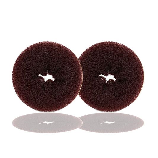 Kitjans Hair Donut Bun Maker, 2Pcs Large 3.5 Inch Ring Style Bun For Thick, Long Hair (Brown)