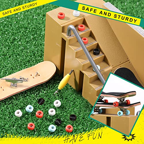 Zhehao 20 Pieces Fingerboard Tool Set Bearing Wheels with 4 Pieces Tool Screwdriver and Nut Driver Compatible with Most Fingerboard Trucks(White, Black, Red, Light Blue)