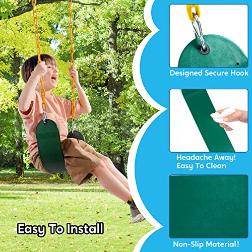 TURFEE 3 Pack Green Swing Seats Heavy Duty with 66" Chain, Swing Set Accessories Replacement with Snap Hooks for Kids Outdoor Play Playground, Trees, Backyard (Limit 300lb) - style: Swing set