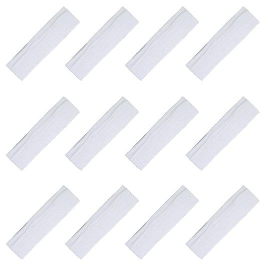 Kenz Laurenz Soft And Stretchy Elastic Cotton Headbands, Pack Of 12, White