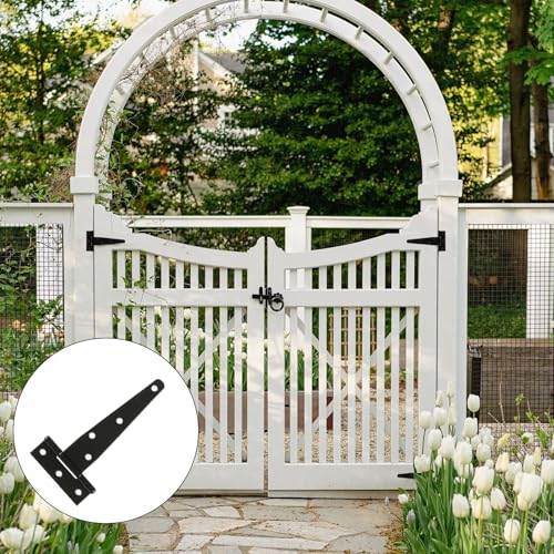 4 Pcs 5 inch T Strap Hinges Heavy Duty, Shed Door Gate Hinges | 5 inch t hinges Heavy Duty Black Outdoor Tee Hinge for Wooden Fences, Barn Door Gates Hinge for Shed Door Hardware - size: 5 Inch