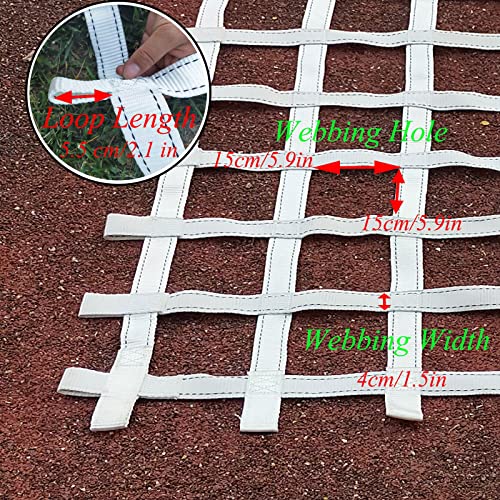 Climbing Cargo Net Heavy Duty,Ninja Net,Rope Ladder for Kids Outdoor Treehouse Backyard Playground Indoor Obstacle Webbing Net for Swing Set Jungle Gym Accessories for Slacklines,White - size: 3x20ft/0.9x6.1m