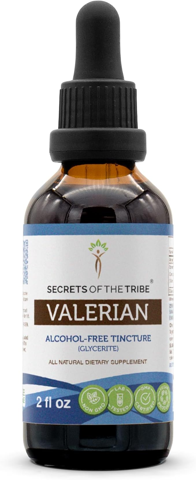 Secrets of the Tribe Valerian Alcohol-Free Liquid Extract, Valerian (Valeriana Officinalis) Dried Root Tincture Supplement (2 FL OZ)