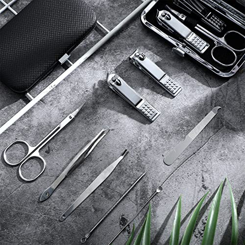 Lasnten 24 Set Valentine Manicure Set Bulk Nail Clippers Grooming Nail Kit Stainless Steel Professional Pedicure Tools Kit with Travel Case for Men Women Valentine's Day Gift(8 in 1,Black) - color: Black, size: 8 in 1