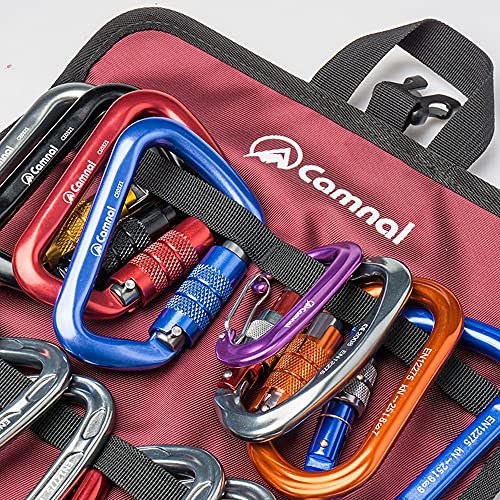 Climbing Quickdraw Hanging Storage Bag, Carabiner Hook Gear Equipment Parts Collections, Durable Foldable Bundled Roll Waterproof Bag(Orange)