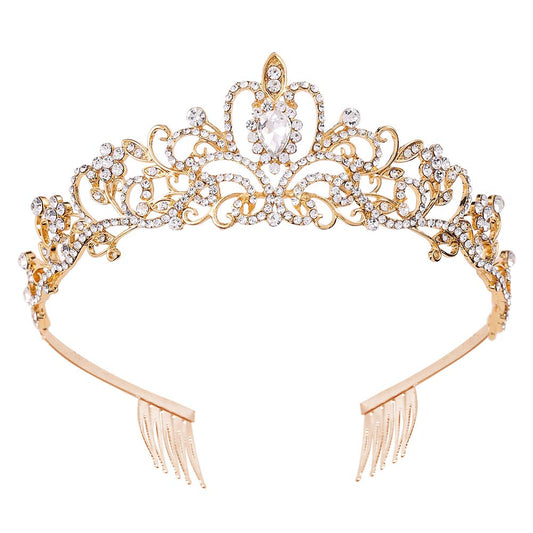Aoprie Silver Crystal Tiara Crowns For Women Girls Princess Elegant Crown With Combs Women'S Headbands Bridal Wedding Prom Birth