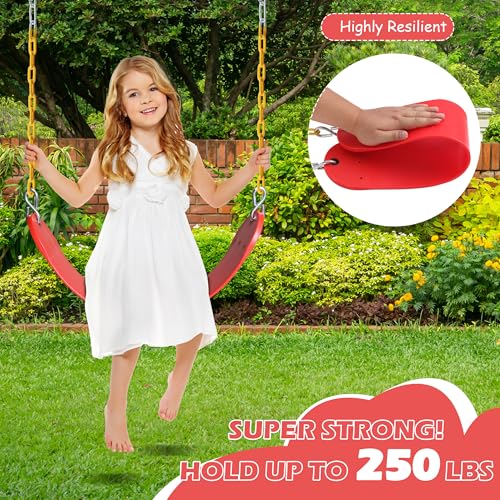 Sunnyglade 2PCS Swings Seats Heavy Duty with 66" Chain Support 250lb Red | Playground Outdoor Swing Seat Replacement with Snap Hooks, Coated Chains, Soft Eva Seat, Non-Slip Design & 250 Lb Capacity - color: Red
