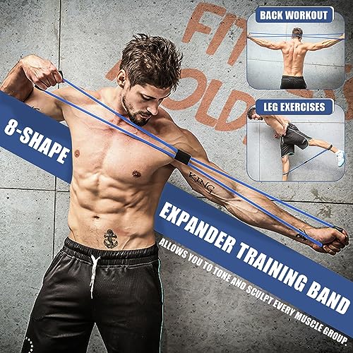 23Pcs Resistance Bands Set Workout Bands, 5 Stackable Exercise Bands with Handles, 5 Resistance Loop Bands, Jump Rope, Figure 8 Resistance Bands, Headband, Cooling Towel | 5 Exercise Bands with Handles, 5 Resistance Loop Bands, Jump Rope, Figure 8 Resista