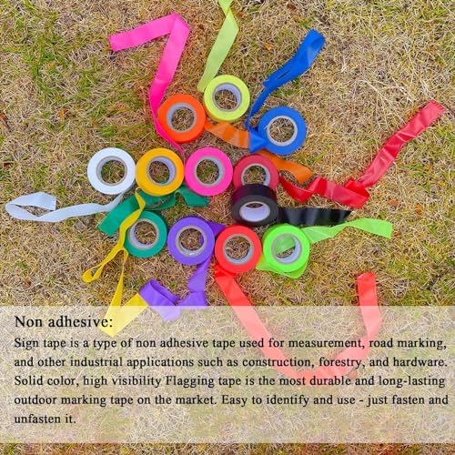 10 Pack Orange Flagging Tape, Non-Adhesive Plastic Ribbon Neon Marking Roll | 1inch*2000ft, Marking Tape for Tree Marking, Hunting, Boundaries and Hazardous Areas,Trail Marking - color: Orange-10pack