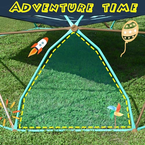 Merax 12FT Climbing Dome with Hammock, Outdoor Geometric Dome Climber | Playground Climber for Kids 3-10 Supporting 1000 lbs, Easy Assembly Play Center Jungle Gym - style: 12FT Green & Sil