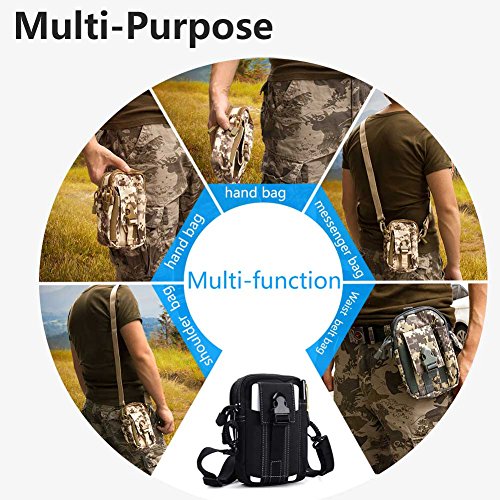 ofone Small Tactical Molle Pouch, Military Waist Pouch EDC with Smartphone Holster Holder Utility Gadget Belt Bag for Outdoor - color: Black