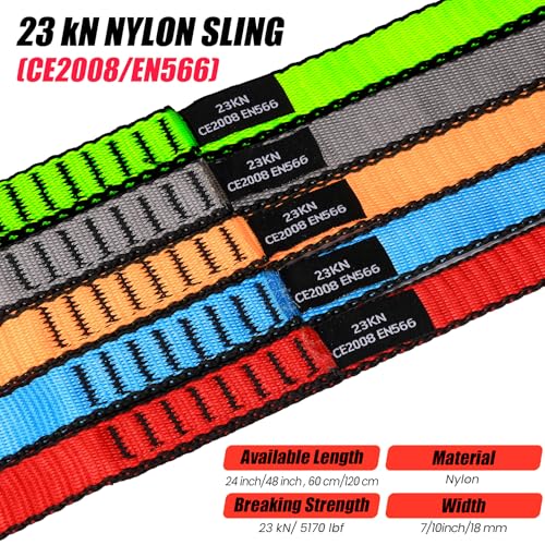 18MM Nylon Climbing Slings Runners 23 kN Strong Webbing Straps for Rock Climbing, Rappelling, Swing, Yoga Hammock etc - color: 1PC Red, size: 48inch/120cm