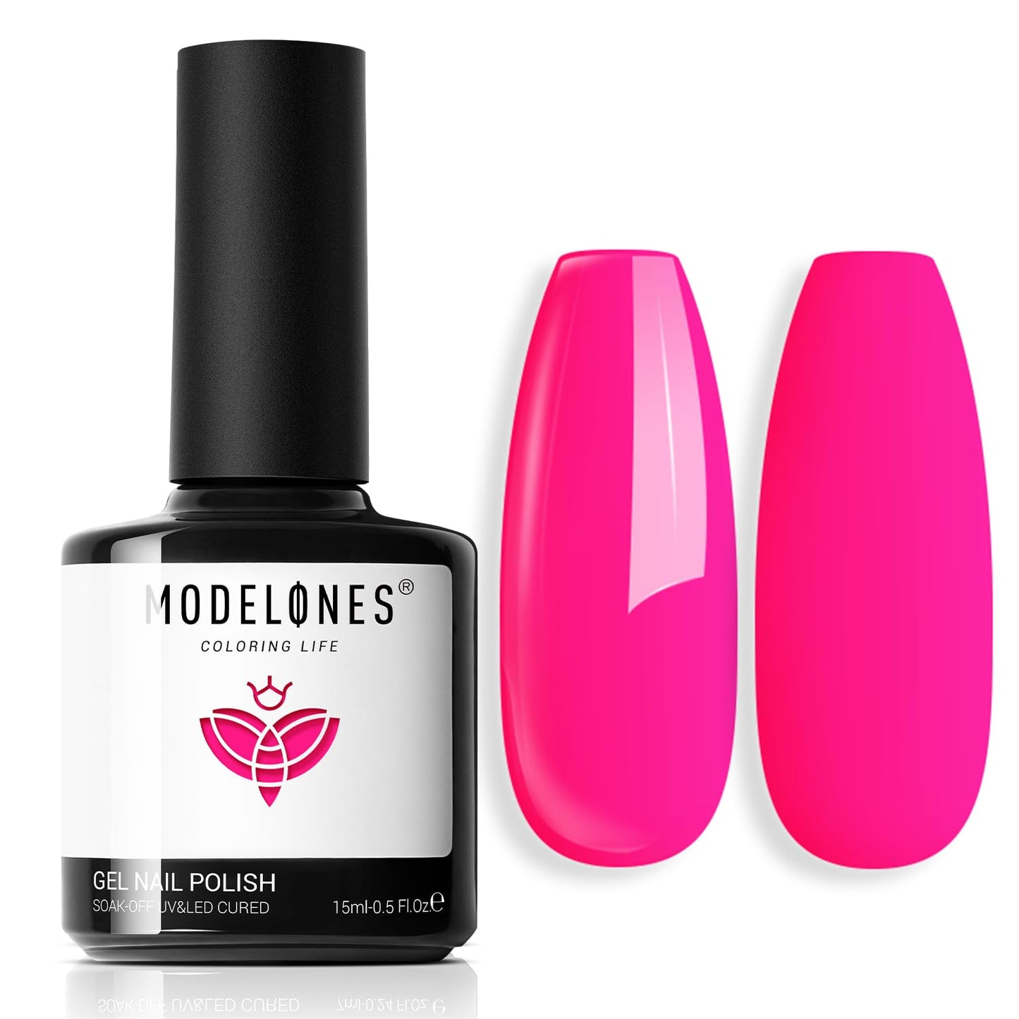 Modelones Hot Pink Gel Nail Polish, 15 Ml Bright Pink Gel Polish Soak Off Led Neon Pink Gel Polish Nail Art Design Barbie Pink S