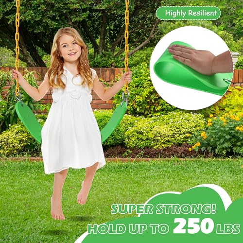 Sunnyglade 2PCS Swings Seats Heavy Duty with 66" Chain, Playground Swing Set Accessories Replacement with Snap Hooks, Support 250lb (2, Grass Green) - color: Grass Green