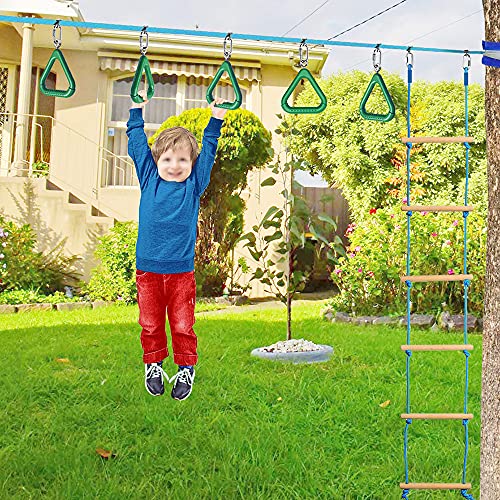 Dolibest Monkey Bars Swing Trapeze Bar Kids Monkey Bars Playground Trapeze Bar Swingset Rings Swing Sets for Backyard with Monkey Bars Ninja Course for Kids Outside Playset with Monkey Bars (2Pcs) - color: Green-2 Pack