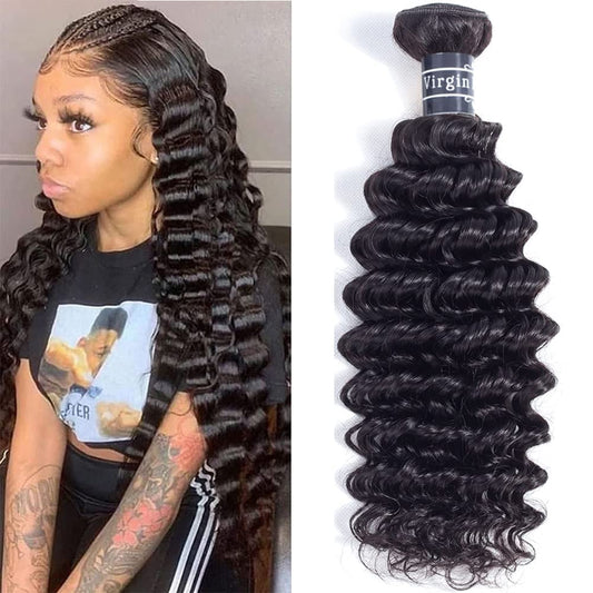 Amella Loose Deep Wave Bundles Human Hair One Bundle 100% Unprocessed Brazilian Virgin Human Hair Bundles Deep Wave Human Hair B