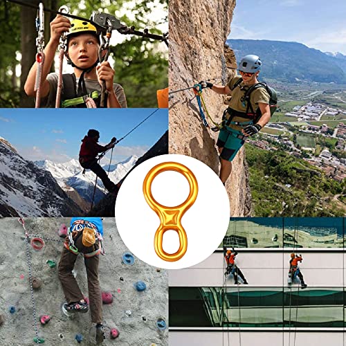 SOB Rescue Figure 8 Descender Belaying Belay Device Rock Climbing Rappelling Gear Aluminum Magnesium Alloy for Climbing,High Rescue,Mountaineering - color: Gold