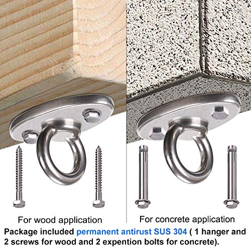 BeneLabel Wall Ceiling Mount Bracket for Suspension Strap Trainer, 2800lb Capacity, Body Weight Strength Training Systems, Aerial Yoga Swing, Resistance Band,Hammock,Battle Rope, Boxing Equipment - color: 1 closed