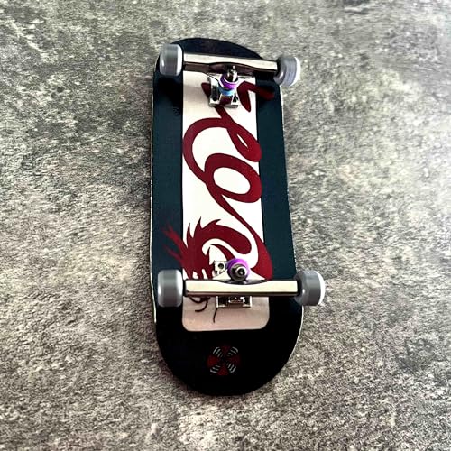 Noahwood PRO Fingerboard Complete (6-Layer Colour Maple Wooden Deep Concave 35.5 x 97mm Handmade Deck + 34.5mm ARK 1G Truck + Gray Wheels ii) (Limited Collection 2024 Loong)