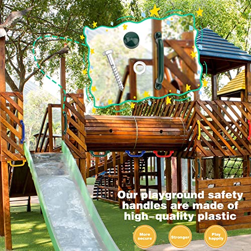 8 Pieces Playground Safety Handles Swing Set Handles Playset Grab Handles for Kids Boys Girls Outdoor Play House Frame Accessories(Green,Blue,Yellow,Red) - color: Green,blue,yellow,red