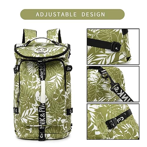 gym duffel bag backpack wrestling bag with shoe compartment 4 kinds of back method waterproof sports walking laptop - color: A-floral Green