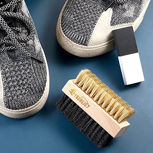 2 Pcs Sneaker Cleaning Brush Shoes Shine Dauber Suede Brush Nubuck Cleaner Crepe Applicators Suede Eraser Set(Dual with Eraser) - style: Dual with Eraser