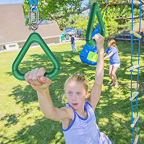 Dolibest Monkey Bars Swing Trapeze Bar Kids Monkey Bars Playground Trapeze Bar Swingset Rings Swing Sets for Backyard with Monkey Bars Ninja Course for Kids Outside Playset with Monkey Bars (2Pcs) - color: Green-2 Pack